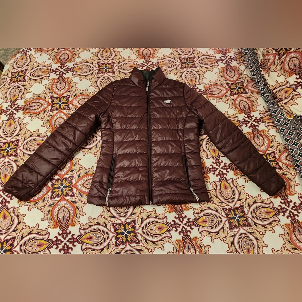 Women's, medium, garnet, New Balance puffer jacket. Worn once